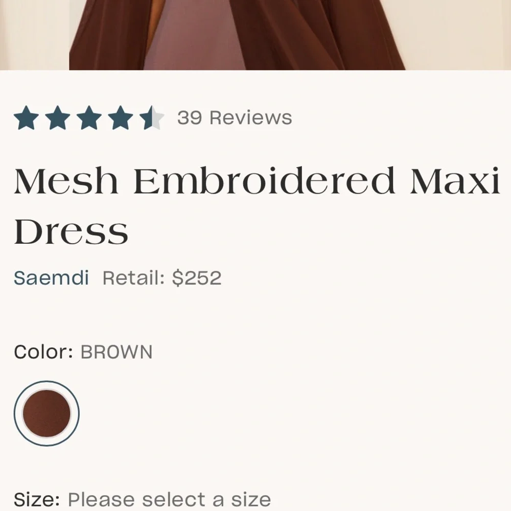 Anthropologie SAEMDI chocolate brown embroidered floral w neck scarf maxi large - Picture 12 of 16